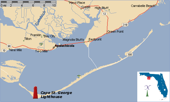 St George Florida Map Map Of The Cape St. George Lighthouse @ Florida Ochp